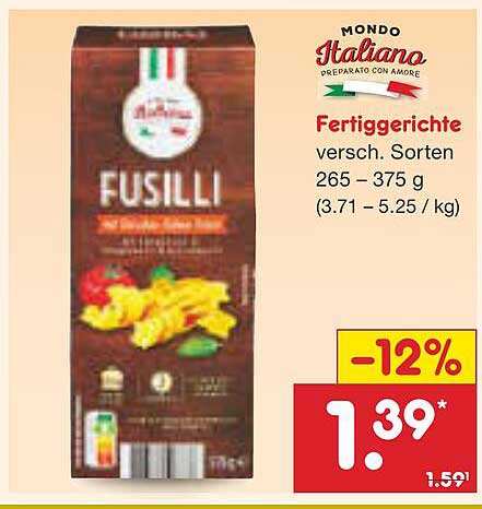 Fertiggerichte Fusilli - Mondo Italiano