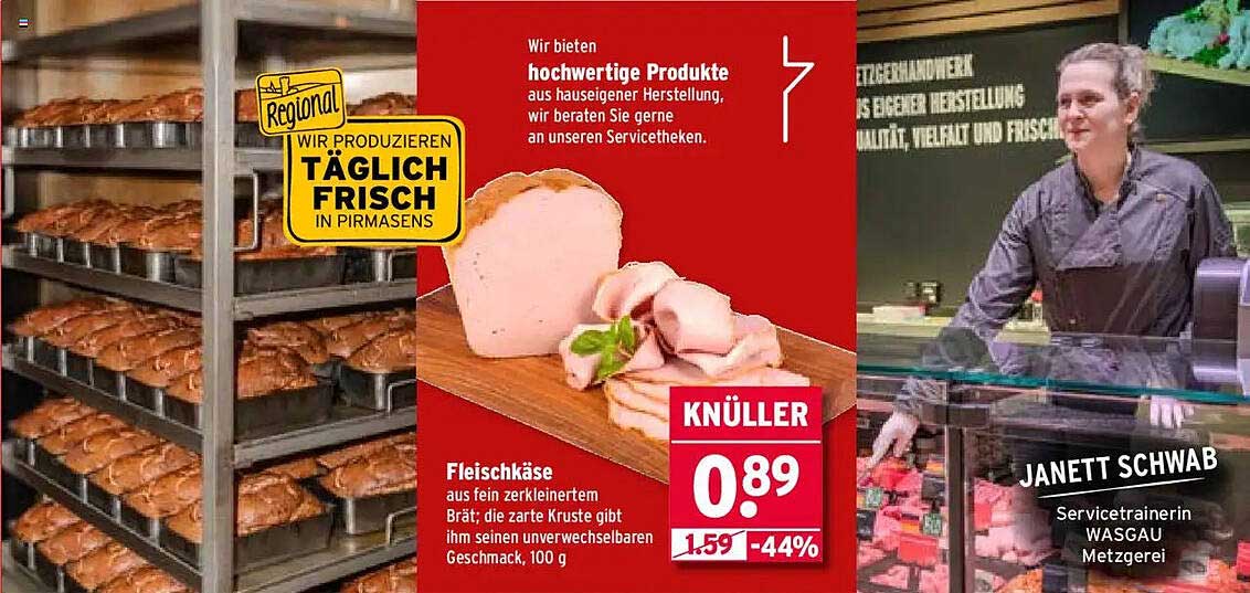 Fleischkäse aus fein zerkleinertem Brät, 100 g