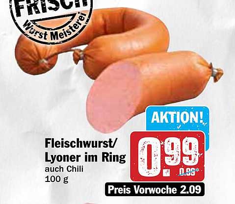 Fleischwurst/Lyoner im Ring auch Chili 100 g