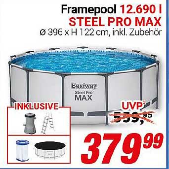 Framepool 12.690 l STEEL PRO MAX Ø 396 x H 122 cm, inkl. Zubehör