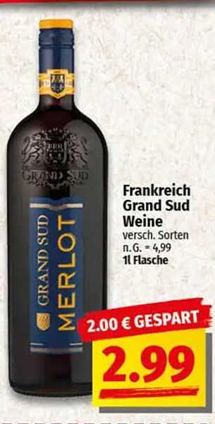 Frankreich Grand Sud Merlot – 1l Flasche