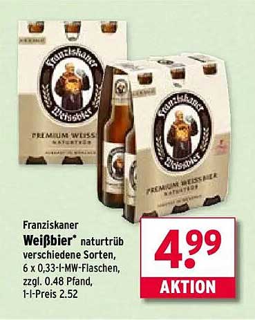 Franziskaner Weißbier naturtrüb 6 x 0,33 l
