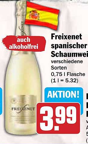 Freixenet spanischer Schaumwein, verschiedene Sorten, 0,75 l Flasche