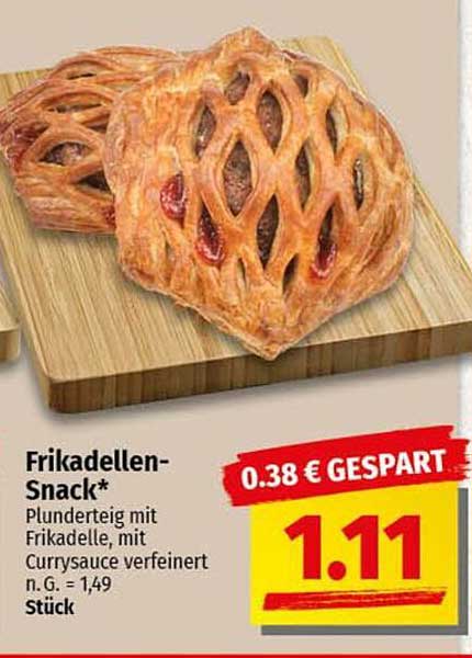 Frikadellen-Snack – Plunderteig mit Frikadelle, mit Currysauce verfeinert