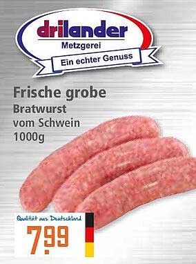 Frische grobe Bratwurst vom Schwein 1000g