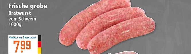 Frische grobe Bratwurst vom Schwein 1000g