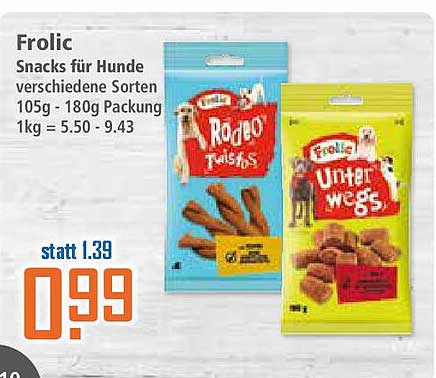 Frolic Snacks für Hunde – verschiedene Sorten 105g - 180g Packung