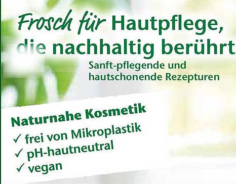 Frosch für Hautpflege, die nachhaltig berührt