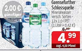 Gaensefurther Schlossquelle Mineralwasser 12x1,0L - PET