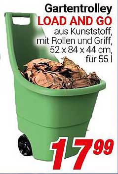 Gartentrolley LOAD AND GO aus Kunststoff, mit Rollen und Griff, 52 x 84 x 44 cm, für 55 l