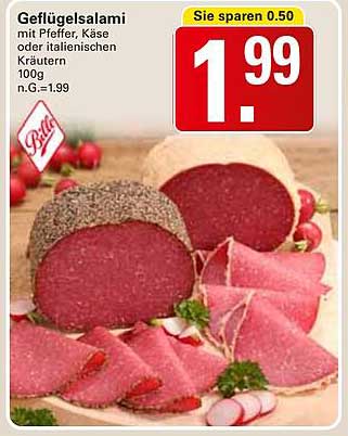 Geflügelsalami mit Pfeffer, Käse oder italienischen Kräutern 100g