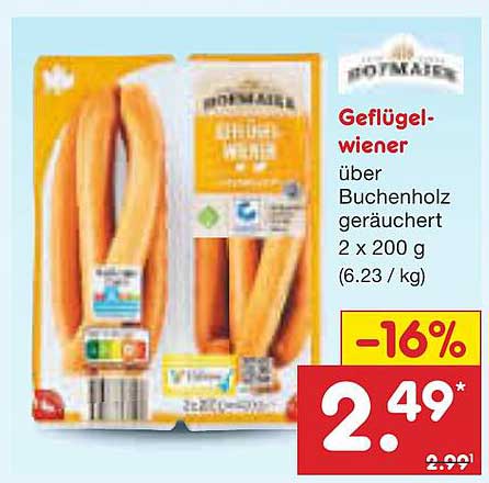 Geflügelwiener über Buchenholz geräuchert 2 x 200 g