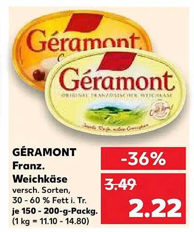 GÉRAMONT Franz. Weichkäse versch. Sorten 150-200 g