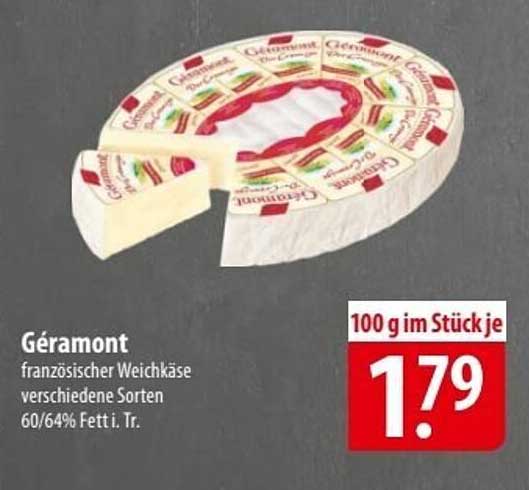 Géramont franz. Weichkäse verschiedene Sorten 100 g für 1,79€