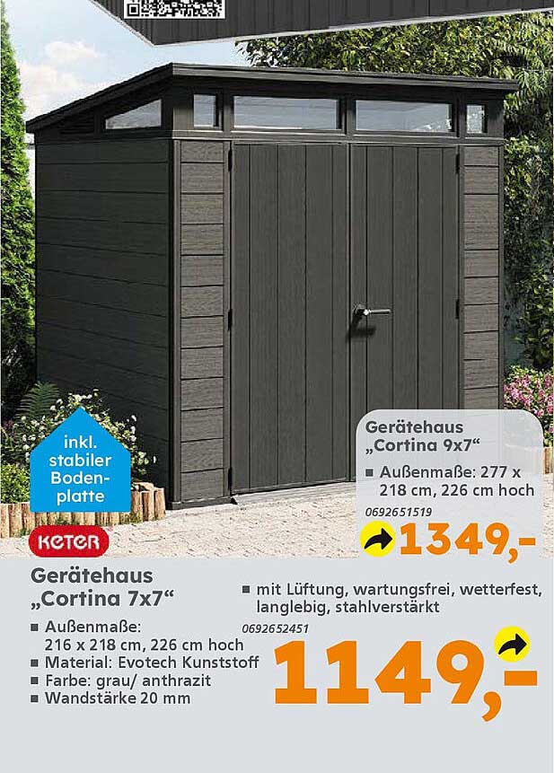 Gerätehaus „Cortina 7x7“