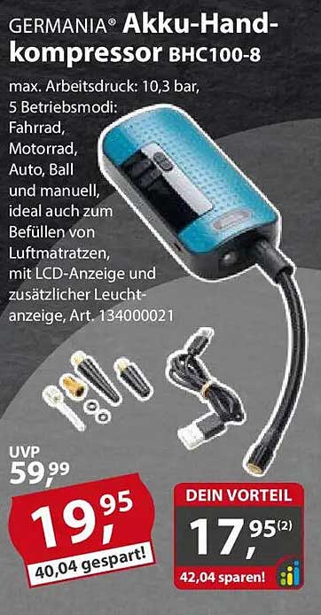 GERMANIA® Akku-Handkompressor BHC100-8