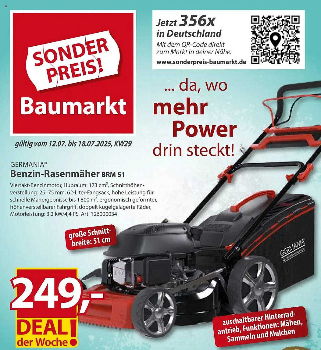 GERMANIA® Benzin-Rasenmäher BRM 51