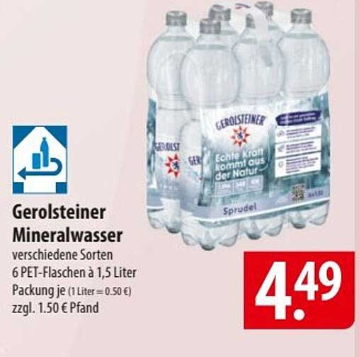 Gerolsteiner Mineralwasser 6 x 1,5 Liter PET-Flaschen