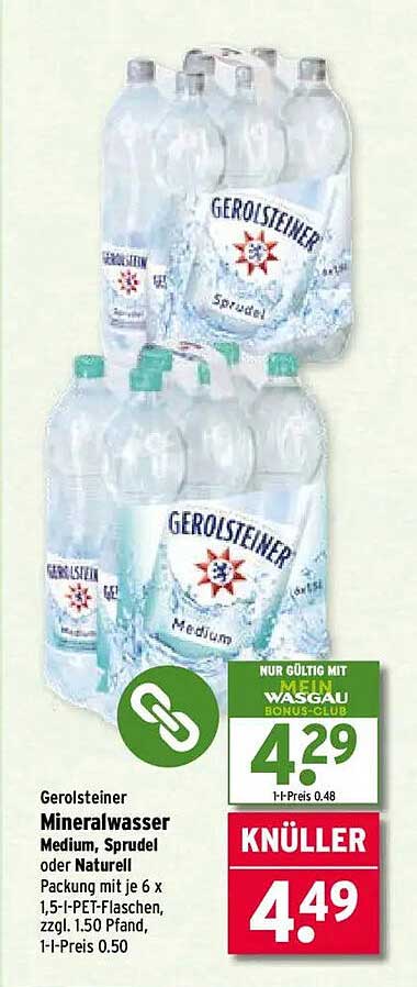 Gerolsteiner Mineralwasser Medium, Sprudel oder Naturell
