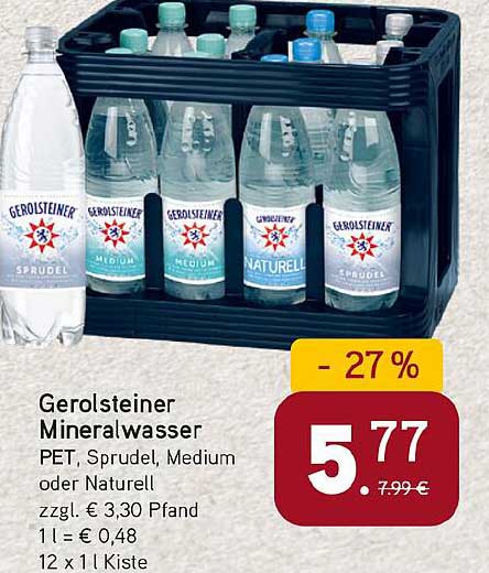 Gerolsteiner Mineralwasser PET, Sprudel, Medium oder Naturell
