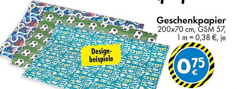 Geschenkpapier 200x70 cm - Nur 0,75 € je Bogen!