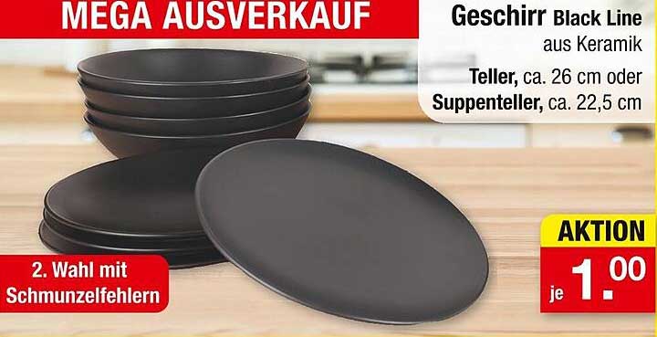 Geschirr Black Line aus Keramik - Teller und Suppenteller
