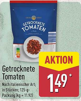 Getrocknete Tomaten nach italienischer Art; in Stücken; 125-g-Packung