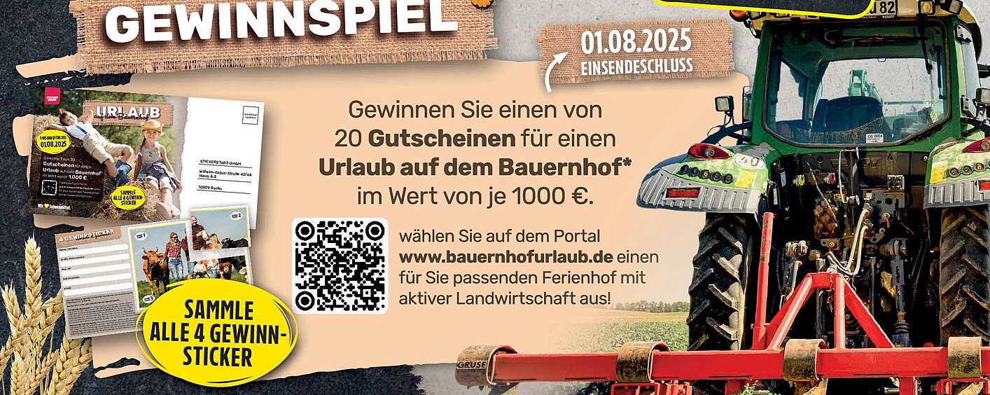 GEWINNSPIEL: Gewinnen Sie einen Urlaub auf dem Bauernhof!