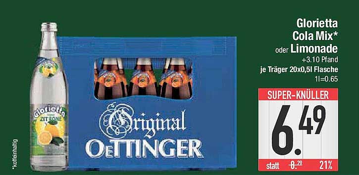 Glorietta Cola Mix oder Limonade 20x0,5l