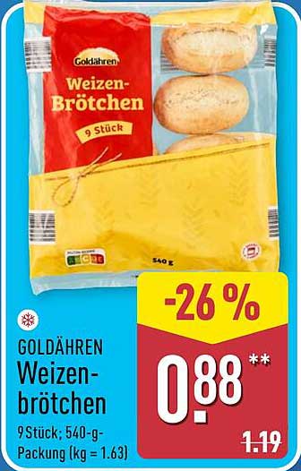 GOLDÄHREN Weizenbrötchen 9 Stück (540 g)