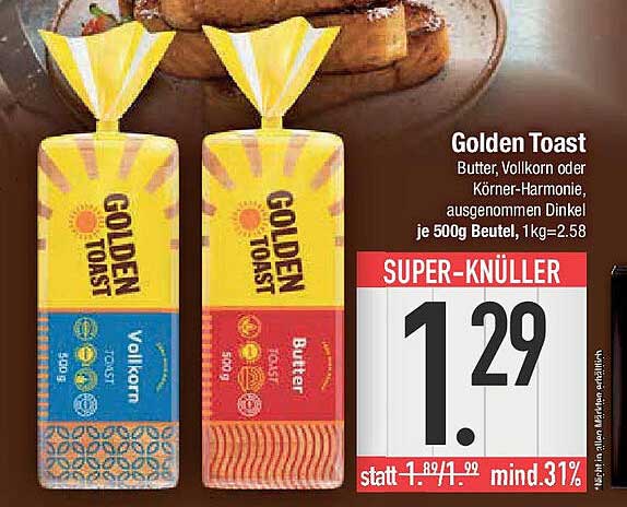Golden Toast – Butter, Vollkorn oder Körner-Harmonie