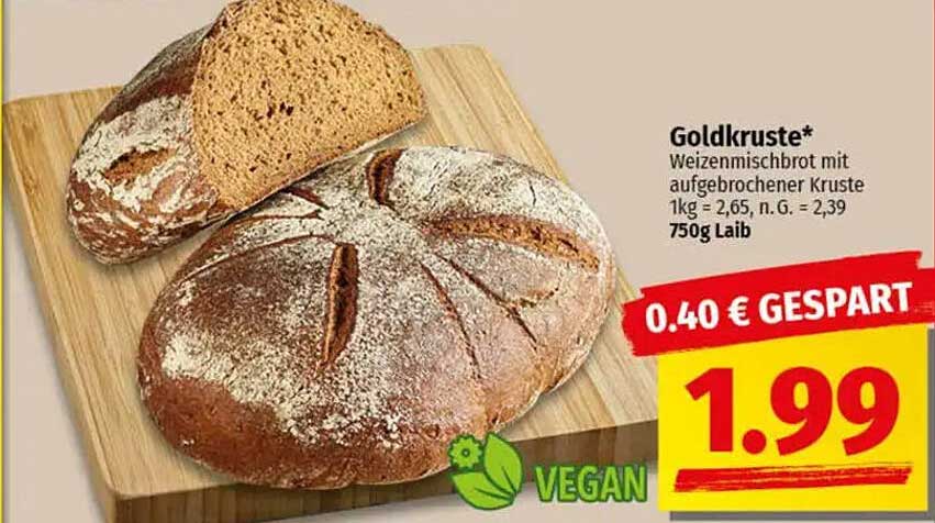 Goldkruste* Weizenmischbrot mit aufgebrochener Kruste (750g)