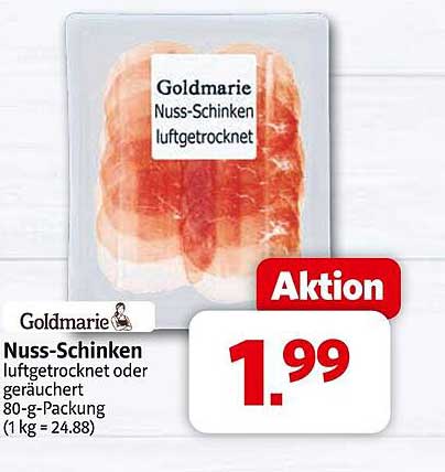 Goldmarie Nuss-Schinken luftgetrocknet oder geräuchert 80-g-Packung