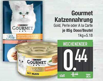 Gourmet Katzennahrung Gold, Perle oder A la Carte je 85g Dose/Beutel