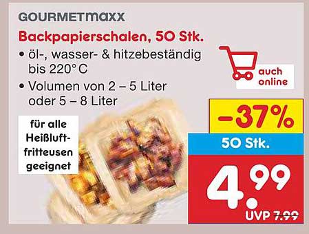 GOURMETmaxx Backpapier-Schalen, 50 Stk.