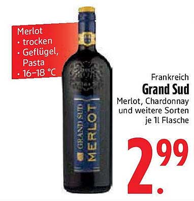 Grand Sud Merlot - der perfekte Begleiter für Ihre Mahlzeiten