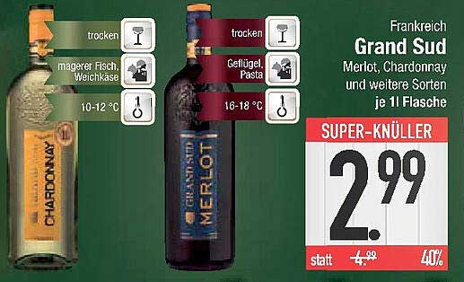 Grand Sud Merlot und Chardonnay - 1l Flasche
