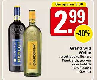 Grand Sud Weine - verschiedene Sorten, 1L Flasche
