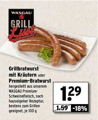 Grillbratwurst mit Kräutern oder Premium-Bratwurst