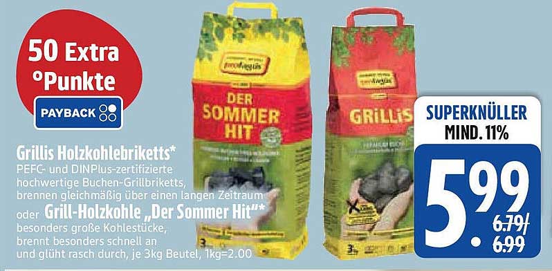 Grillis Holzbriketts oder Grillkohle „Der Sommer Hit“