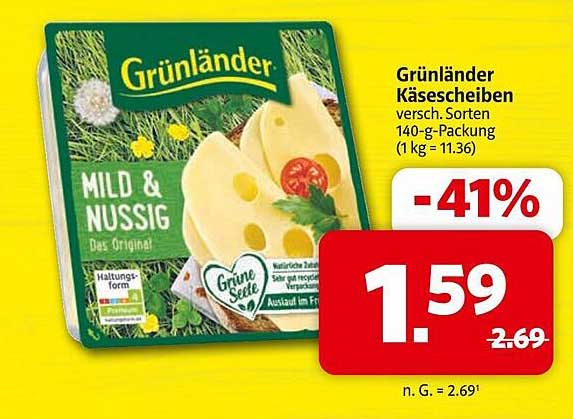 Grünländer Käsescheiben - Mild & Nussig