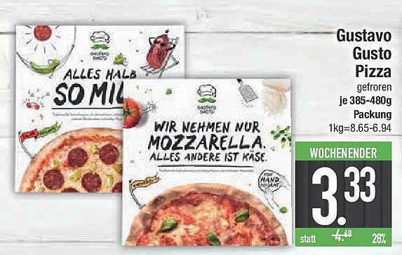 Gustavo Gusto Pizza – gefroren, je 385-480g Packung