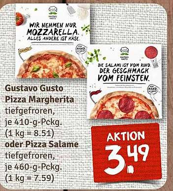 Gustavo Gusto Pizza Margherita und Pizza Salame Aktionsangebote