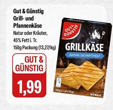 Gut & Günstig Grill- und Pfannenkäse Natur oder Kräuter, 150g