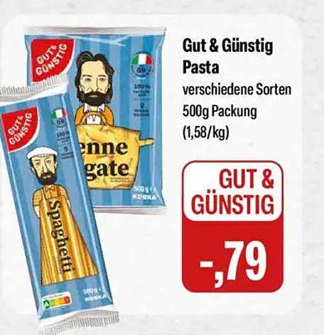 Gut & Günstig Pasta verschiedene Sorten 500g Packung