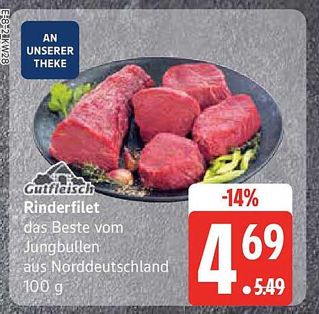 Gutfleisch Rinderfilet das Beste vom Jungbullen aus Norddeutschland 100 g