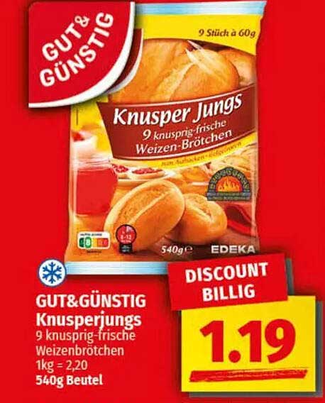 GUT&GÜNSTIG Knusper Jungs - 9 knusprig-frische Weizen-Brötchen