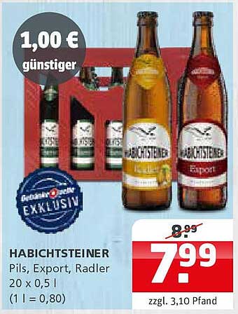 HABICHTSTEINER Pils, Export, Radler 20 x 0,5 l