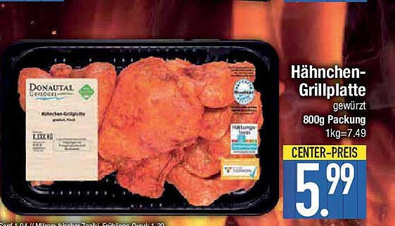 Hähnchen-Grillplatte gewürzt 800g Packung
