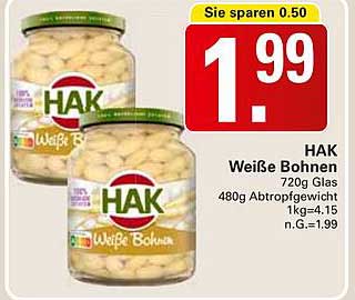 HAK Weiße Bohnen 720g Glas